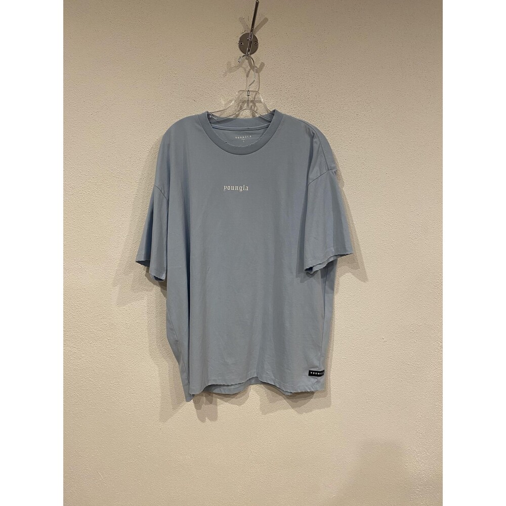 YoungLA Shirt Mens Large Blue Oversized Minimal Logo Tagless Tee Streetwear